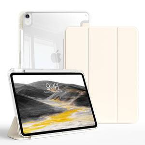 lot 14126 image: ZOYU Case for iPad Air 11 Inch M4 M3M2 (202620252024), Air 5th4th Gen 10.9 Inch (20222020) with Pencil Holder, Slim Trifold Stand Cover with Clear Hard Back Shell, Cream White