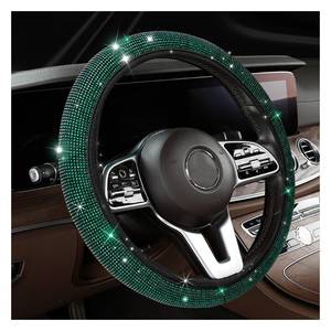 lot 14130 image: Dickno Bling Steering Wheel Cover, 15 Inch Crystal Diamond Car Steering Wheel Protector for Women Girls, Sparkling Anti-Slip Steering Wheel Decor Accessories for Most Vehicles (Green)
