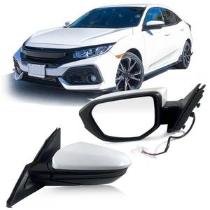 lot 15691 image: Lqito Left Driver Side Door Mirror For 2016-2021 HONDA CIVIC LX SE Sport with Power Mirror Manual Folding Non-Heat Match to Taffeta White Replace 76258-TBA-A02ZA HO1320283(3 Pins)