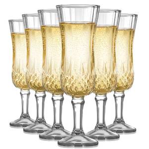 lot 15695 image: YFXREIL Set of 6 Champagne Flutes, 5.47oz Prosecco Glasses, Transparent, Reusable, Elegant Design, Dishwasher Safe, Durable Glass Perfect for Celebrations Modern Minimalist Style