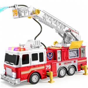 lot 15703 image: JOYIN Extra Large Toddler Fire Truck Toys for Boys with 33-inch Ladder, Lights & Sprinkler Pump, Big Emergency Vehicle, Kids Toys for Age 3, 4, 5, 6, 7, Christmas Birthday Gift for Grandkids ladder broken