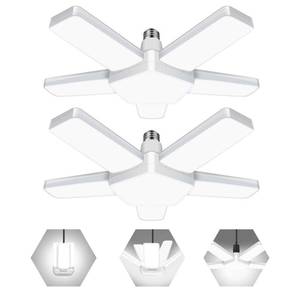 lot 15707 image: TUODAW LED Garage Lights 2 Pack, LED Shop Light 10000LM 6500K E26E27 100W Ceiling Light with 5 Panels Adjustable for Workshop, Basement, Warehouse (L-5 Panels-2 Pack)
