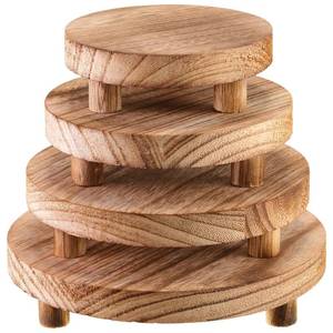 lot 15710 image: Geetery 4 Pcs Wooden Risers for Display Wood Pedestal Stand Mini Tray Stand Round Wooden Pedestal Holder Rustic Riser for Decor Tiered Tray Decor Home Kitchen, 5678 Inch(Light Brown)