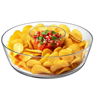 lot 15713 image: Amazing Abby - Charlie - Plastic Chip and Dip Bowl, Clear Serving Platter, Unbreakable Party Appetizer Tray, BPA-Free, Dishwasher-Safe, Great for Chips, Salsa, Veggies, Snacks, and More