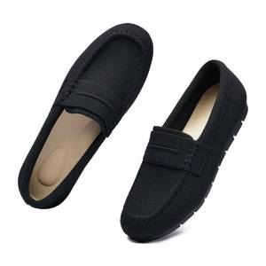 lot 15714 image: Vespiero Loafers for Women Comfortable Slip on Work Flats Shoes Womens Dressy Casual Walking Shoes Black Knit Fabric Size 9.5w