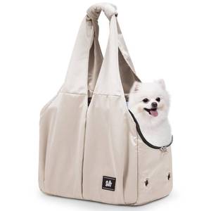 lot 15717 image: Dog Purse Carrier for Small Dogs, Cats, and Puppies �� Soft-Sided Travel Pet Tote Bag with 4 Large Pockets, Foldable, Lightweight, Fits Pets up to 15 lbs, for Travel, Outings (Beige)