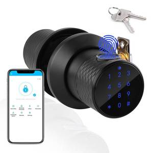 lot 15718 image: Fingerprint Door Knob, FITNATE Smart Fingerprint Lock with Tuya App Control,255 Users,Password Management, Anti-Slip Handle Door Knob for Bedroom,Home,Hotel,Office