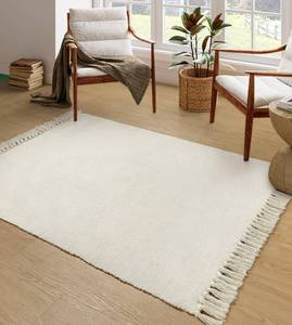 lot 15723 image: Collive 4x6 Small Area Rug for Living Room, WhiteBeige Woven Cotton Bedroom Carpets Modern Comfy Indoor Nursery Rug Farmhouse Accent Carpet for Dining Room, Bedside, Office, Patio Decor