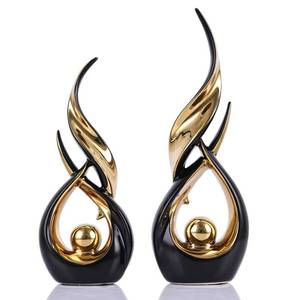 lot 15726 image: DOVDOV 1-Piece Abstract Black and Gold Home Decor, Ceramic Abstract Sculpture, Modern Artwork, Suitable for Room Coffee Table countertops, Office Bookshelves, Dining Table Centers, entryway Decor. one only