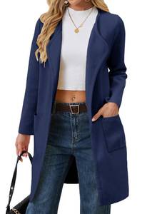 lot 16208 image: Alaster Queen Womens Fall Open Front Knit 2025 Cardigan Long Blue Winter Sweater Coatigan Jacket Cardigan Coats with Pockets M