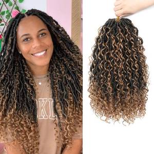 lot 16209 image: 8 Packs Goddess Faux Locs Crochet Hair for Black Women, Long Goddess Locs Crochet Hair, Boho Style, River Locs with Curly Ends (18Inch, OT27#, 8Packs)