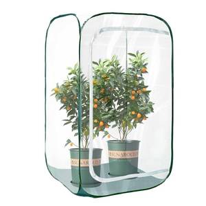 lot 16210 image: Plant Mini Greenhouse Pop up Frost Protection Enclosure PVC Clear Plant Covers with Roll-up Zipper Entry Doors, Indoor and Outdoor Gardens Protecting Plant from Cold Frost (PVC, 23x23x35in)