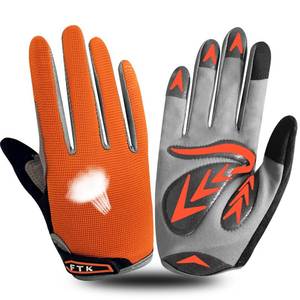 lot 16213 image: Cycling Gloves Kids Boys Girls Youth Full Finger Pair Bike Riding, Children Toddler Touch Screen Mountain Road Bicycle Warm Cold Weather Gel Padded, Color Blue Orange Age 2-11 (Orange, Medium)