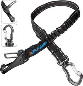 lot 16232 image: IOKHEIRA Dog Seatbelt, Updated Adjustable Harness Reflective Bungee Dog Car Seat Belt with Aviation Aluminum Alloy Rotatable Carabiner, Hook & Buckle