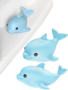 lot 16234 image: NiHome 2 PCS 3D Printed Dolphin Toilet Floor Bolt Cover Caps, Cute 3D Printed Bathroom Toilet Bolt Caps Decorative & Protective Easy Installation for Bathroom Decor Dust Debris Prevention (Blue)