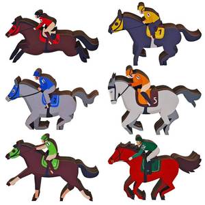 lot 16245 image: 6pcs Horse Party Decorations Wooden Table Centerpieces Double Sided Derby Party Supplies Horse Table Decorations for Horse Racing Festival Tiered Tray Decor Supplies