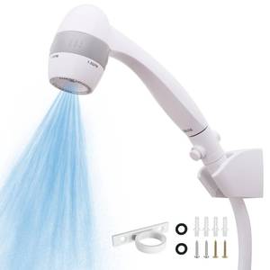 lot 18298 image: High Pressure RV Shower Head with Hose and On Off Switch, 3 Flow Rate for Saving Water, White