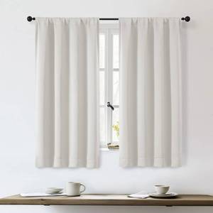 lot 18299 image: OWENIE Sally Short Blackout Curtains for Bedroom Living Room 54 Inch Length 2 Panels Set, Solid Thermal Insulated, Energy Saving Window Treatment Curtains Blackout Drapes, W40 x L54, Natural