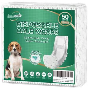 lot 18300 image: IMMCUTE Dog Diapers Male Small 50 Ct, Male Dog Diapers Disposable with Wetness Indicator, Adjustable Puppy Diapers Male, Flashdry Gel Technology, Male Dog Wraps for Incontinence & Marking