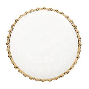 lot 18304 image: OKUMEYR Ceramic Round Breakfast Plate with Gold Rim Nordic Style Snack Dish 5.70X5.70X0.59In Elegant White and Gold Food Plate for Family Dining and Serving Fruits Snacks