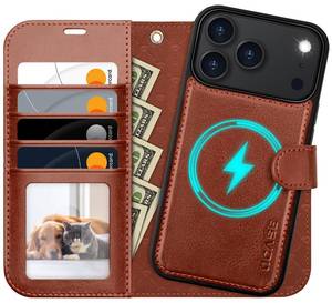 lot 18305 image: OCASE for iPhone 17 Pro Max Detachable Wallet Case with Card Holder, 2 in 1 PU Leather Flip Folio with RFID Blocking Stand Wrist Strap Shockproof Phone Cover 6.9 Inch 2025, Dark Brown