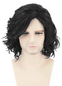 lot 18307 image: Topcosplay Mens Hair Wig Black Short Curly Fluffy Cosplay Halloween Costume Party Wigs
