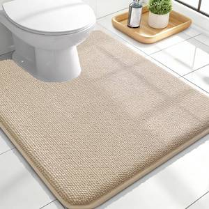 lot 18309 image: OLANLY Toilet Rugs U-Shaped 24x20, Extra Soft Absorbent Thick Memory Foam Contour Bathroom Rugs, Dry Quickly, Machine Washable, Non-Slip Toilet Bath Mat, Home Decor Accessories, Beige