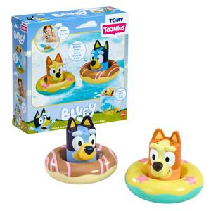 lot 18313 image: TOMY Toomies Splash & Float Bingo and Bluey Water Toys - 2-in-1 Toddler Bath & Pool Play Set with Pour Cups & Water Wheels - Ages 18 Months