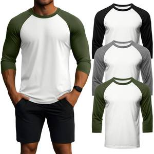 lot 18315 image: Huukeay 3 Pack Mens 34 Sleeve Shirts Crew Neck Baseball T Shirts Moisture Wicking Athletic Tops(WhiteBlack, WhiteLight Grey, WhiteArmy Green,Large)