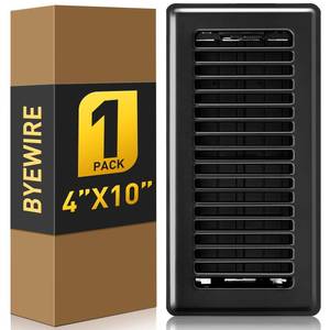 lot 18322 image: 4x10 Floor Register, Black Vent Cover 1 Pack, Heavy Duty Steel Walkable Floor Vents, Floor Register Vents with Easy Adjust Air Supply Lever, Rust Proof Finish Registers Grilles & Vents for Home Floor