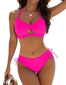 lot 18324 image: Blooming Jelly Womens Bikini Sets Cheeky 2 Piece Swimsuit 2026 String Curvy Sexy Beach Outfits XL, Hot Pink
