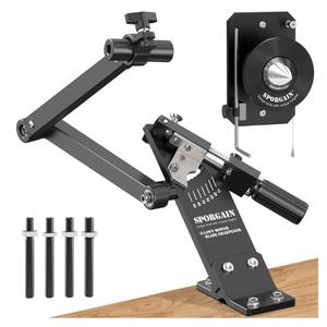 lot 19025 image: SporGain Lawn Mower Blade Sharpener & Lawn Mower Blade Balancer, 15°-45° Adjustable Mower Blade Sharpener and High Precision Magnetic Mower Blade Balancer for Many Types of Mower Blade, Black