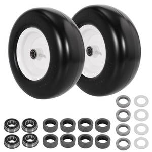 lot 19026 image: WEIYINGSI 13x5.00-6 Flat Free Lawn Mower Tire and Wheel, 13x5x6 Zero Turn Mower Front Tires, Smooth Tread Premium PU Solid Mower Tire with White Wheel, 34&58 Ball Bearing, 3.15-5.65 Centered Hub (USED)