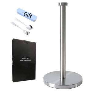 lot 19034 image: GWGTHZ Silver Standing Paper Towel Holder for Kitchen& Bathroom Countertop,Under Counter, Table Or BBQ, Standard or Jumbo-Sized Roll Paper (with Stainless Steel Base)