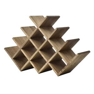 lot 19039 image: KIRIGEN 13-Bottle Wine Rack, 4-Tier Solid Wood Countertop Wine Holder, Brown Freestanding Bottle Storage Shelf for Kitchen, Bar, Cabinet, Pantry, XHJJ4-DBR