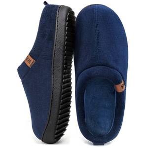 lot 19046 image: MERRIMAC Mens Slip on Slippers Comfy Memory Foam Non Slip Indoor House Shoes Navy,12-13 US