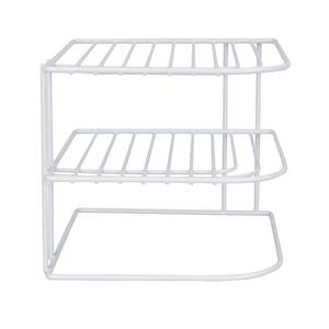 lot 19054 image: Home Basics 3-Tier Kitchen Corner Counter Shelf and Cabinet Organizer Heavy Duty Wire Shelf in White