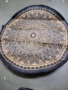 lot 19075 image: Round Woven Area Rug with Mandala Pattern