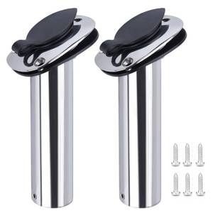 lot 19087 image: 2Pcs Boat Stainless Steel Fishing Rod Holder,Hoffen Flush Mount Rod Holder ,15 Degree Rod Racks with PVC Cap,Inner Tube and Gasket for Marine Yacht Boat