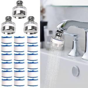 lot 20032 image: Dexspoeny 3 Pcs of Sink Water Filter and 16 Filter Elements Set, Sink Faucet Filter 360°Rotating, Bathroom Sink Filter Removes Fluoride Hard Water, Faucet Filter Faucet Extender for Home Kitchen Sink