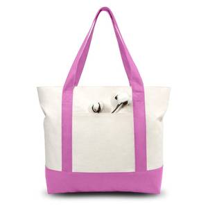 lot 20049 image: TOPDesign 3-Pack Canvas Tote Bags with an External Pocket, Reusable Grocery Shopping Bags, Top Zipper Closure, Daily Essentials (Light PurpleNatural)