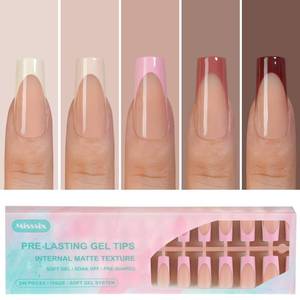 lot 20051 image: Misssix French Gel Nail Tips, 150Pcs French Tip Press on Nails Long Square, No Need to File Tips Pre-lasting, Fake Nails for Nail Art DIY 15 Sizes