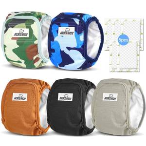 lot 20064 image: Belly Bands for Male Dogs 5 Pack Washable Dog Diapers Reusable Male Dog Pee Wraps with 5pcs Dog Diaper Liners for Doggie in Incontinence or Excitable Urination and Training, XL