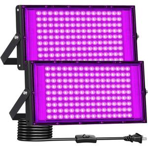 lot 20091 image: IP66 150W Blacklight with 10ft Cable, Waterproof Outdoor LED Black Light Floodlight with Switch&Plug for Neon Party, Halloween, Fluorescent, Birthday, Glow in The Dark, 2 Pack