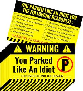 lot 20116 image: 200 Pieces Bad Parking Cards You Parked Like an Idiot Card 3.5 x 2 Inches Funny Parking Violation Stickers Cards with Multi Violation Reasons
