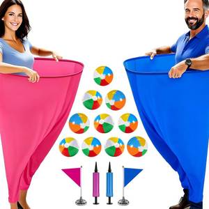 lot 20137 image: EFCRBS Granny Pants Yard Game for Adults (40 in  31.5 in),2Pcs Granny Pants Outdoor Games with 10 Bouncy Balls,2 Pumps & Flags, Granny Pants Game for Family Carnival Party Reunion Gathering(Large)