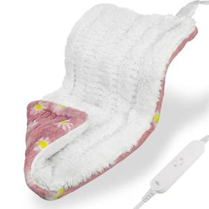 lot 20139 image: GOQO TOMO Heating Pad, 12 x 24 Inch, Pink Floral Pattern, Machine Washable, 8 Timer Settings, 12 Heat Levels, for Back Pain Relief-P01