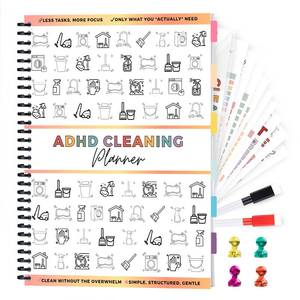 lot 20143 image: ADHD Cleaning Planner, Dry-Erase Sleeve  Paper Pages, Removable Ring Binder, Daily,Weekly,Monthly Plans, Cleaning Schedule and Checklist, ADHD Planner for Adults Women