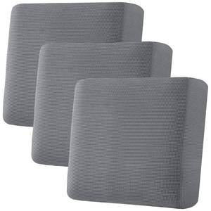lot 20144 image: H.VERSAILTEX Super Stretch Individual Seat Cushion Covers, Thick Jacquard Textured Twill Fabric (3 Piece XL Sofa Cushion Covers, Grey)