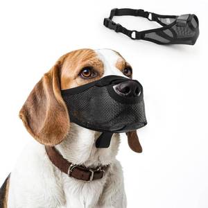 lot 20147 image: Dog Muzzle for Small Medium Large Sized Dogs, Adjustable Basket Muzzle for Dogs Allows Panting and Drinking,Breathable Soft Mesh Muzzles to Prevent Biting Barking and Licking-Black,M